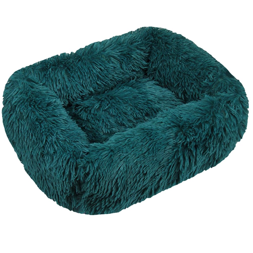 HotYou Plush Donut Dog Bed, Calming Rectangle Bed for Cat Dog 2.5-40KG, Soft and Fluffy Cuddler Pet Cushion Self-Warming Puppy Beds Machine Washable,Blue 2,XL 95 * 75 CM（<30KG）