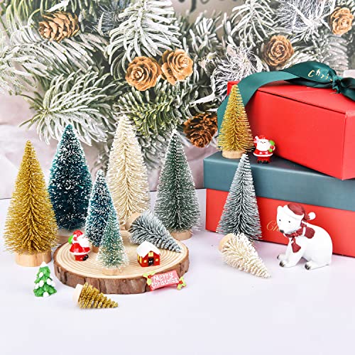 Dearhouse 30Pcs Artificial Mini Christmas Trees, Mini Pine Tree Sisal Trees With Wood Base Bottle Brush Trees For Christmas Table Top Decor Winter Crafts Ornaments (Gold, 30) #TOP2