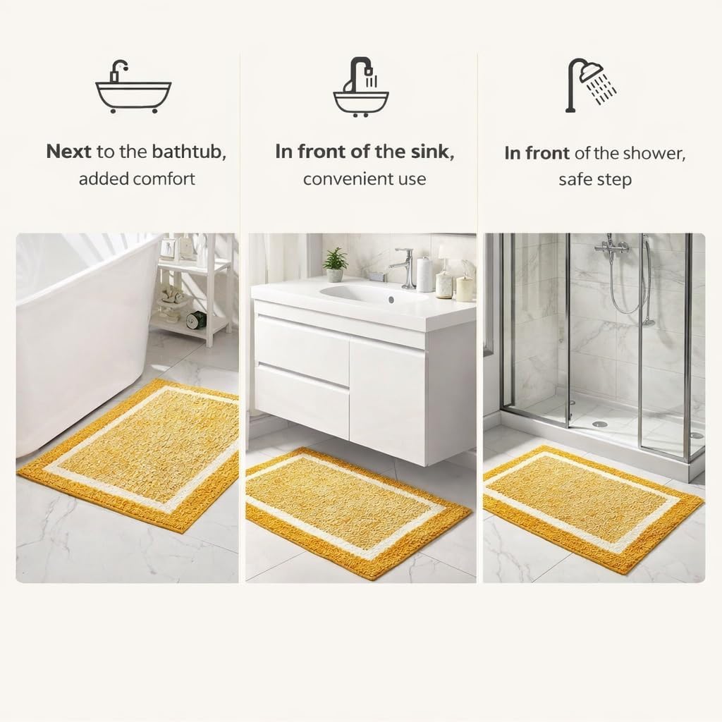 Small Bathroom Rugs with Rubber Backing Soft Comfortable and Washable Microfiber Bath Mats for Bathroom Decor