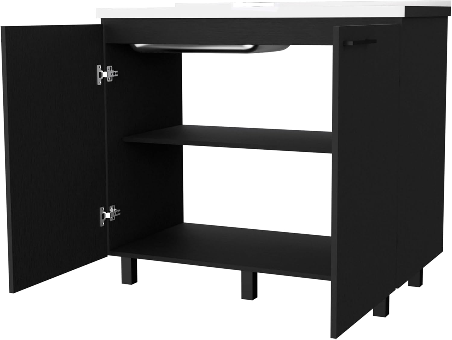 2-Basin Utility Sink with Cabinet Heavy-Duty Aluminum Countertop 2 Door Storage Wenge Finish 40"x20.6"x35" for Modern Kitchen Laundry Mudroom