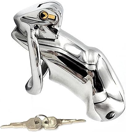 Cinturón de Castidad con Jaula para Pene para Hombres - Jaula de Castidad de Acero Inoxidable Jaula de Castidad Jaula para Polla Anillos de Metal Juguete Sexual Fetiche(Lange 42ring)