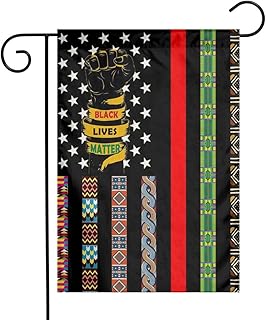 African American Usa Afro Pan Black And Green Red Fist Ribbon Black Lives Matter Blm Flax Nylon Burlap Linen Fabric Garden Flag Farmhouse Mailbox Decor Welcome Sign 12x18 Inch Small Double Sided