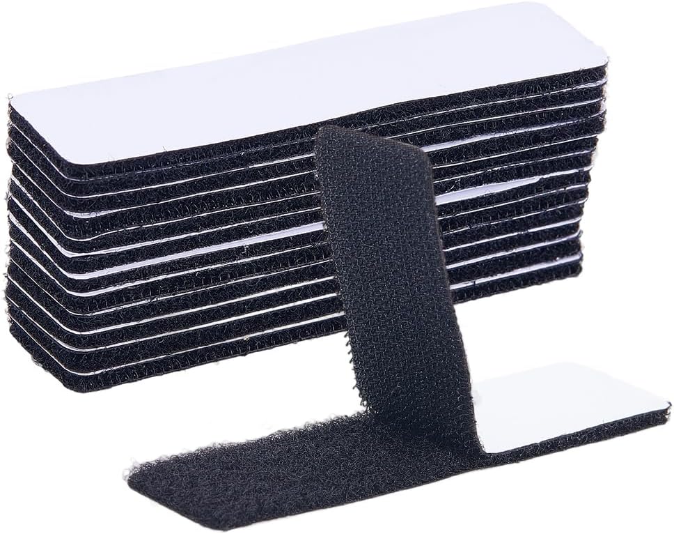 40Pcs Adhesive Hook and Loop Patches Command Hook and Loop Strips 1 x 1 Inch Black Square Heavy Duty Nylon Polyester Interlocking Hanging Small Grip Tapes for Indoor Wall Door Sewing Crafting