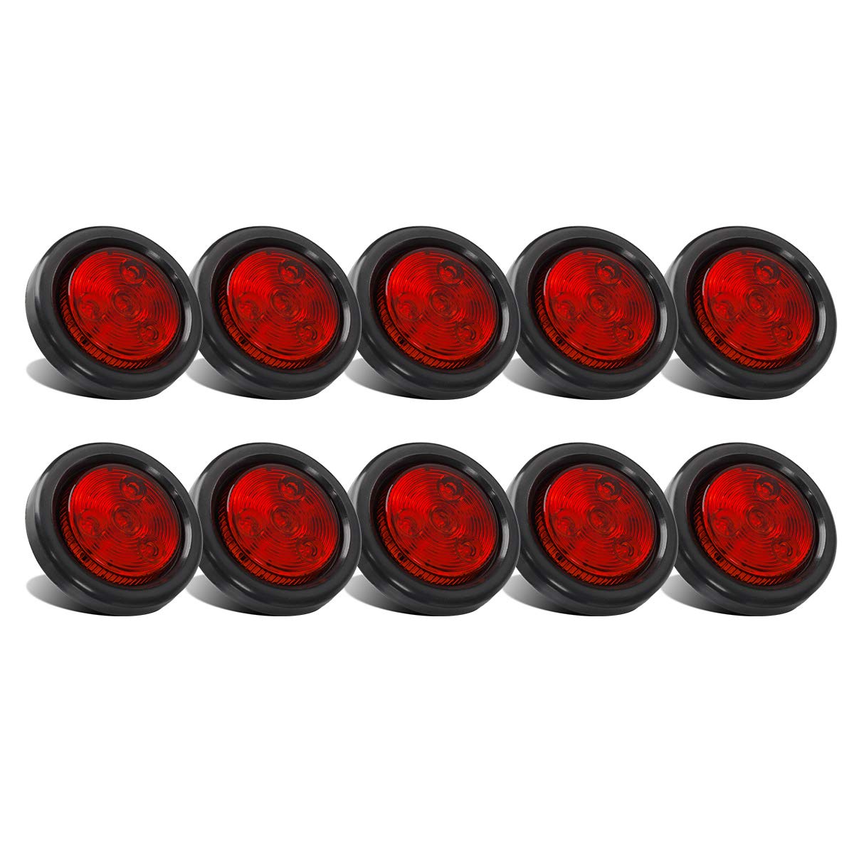 10x Red 2" Round Sealed Clearance Marker Light 4LED