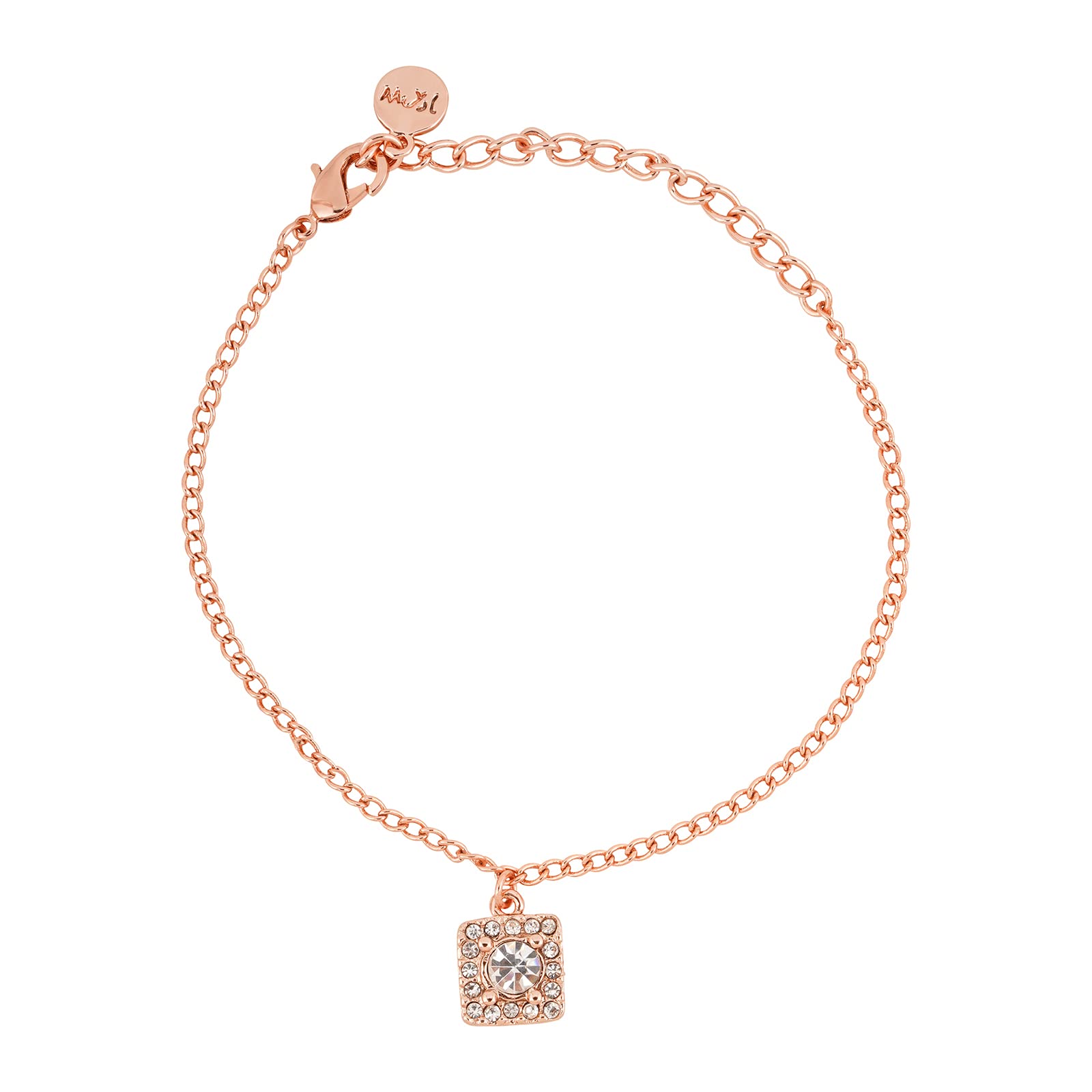 Women Quad Rhinestone Rose Gold Bracelet Charm-image-11