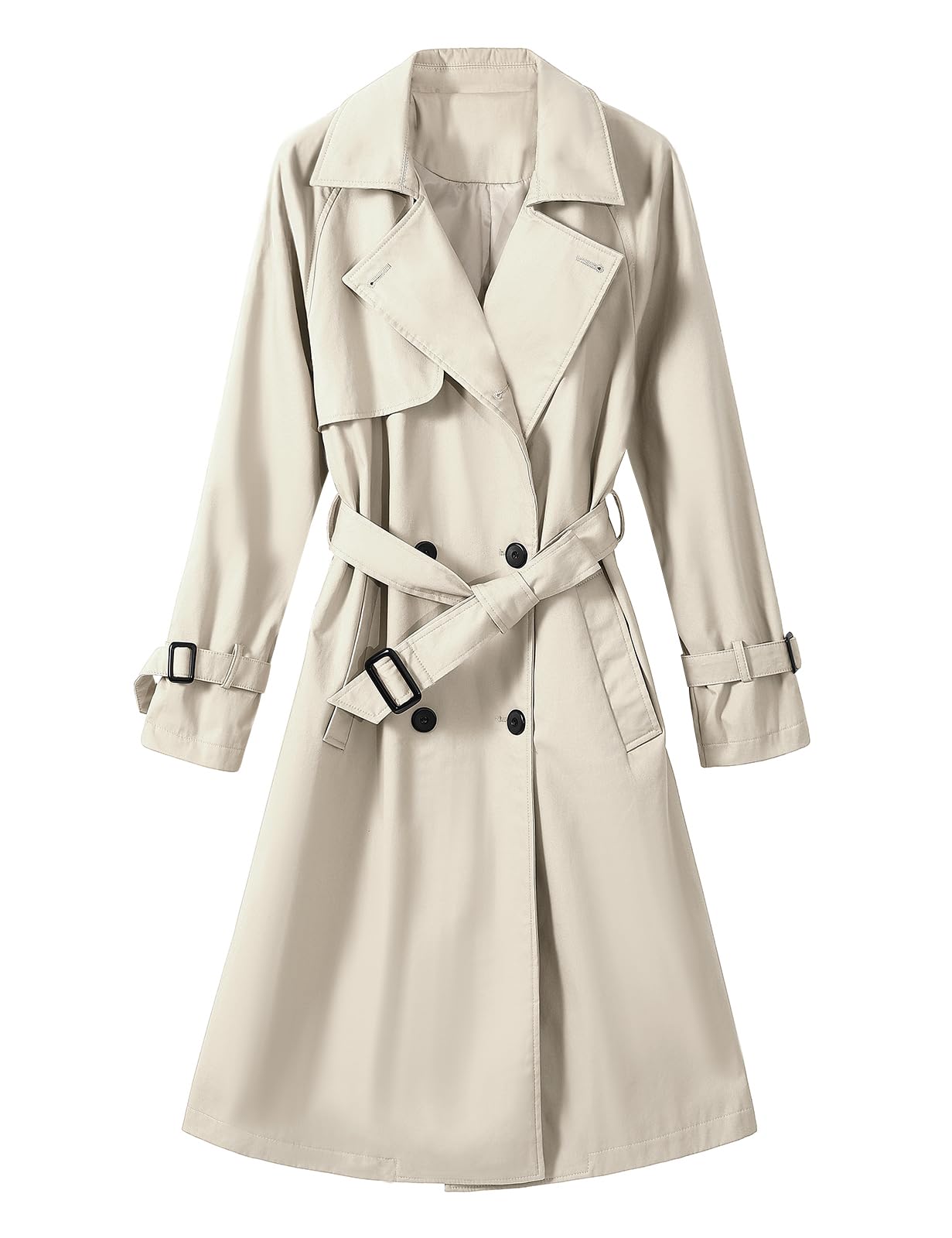 Vancavoo Trench Coat Femme Manteau Printemps Long Veste Blouson Classique Double Boutonnage Blazer Manteau Jacket Coat Automne Hiver Outwear