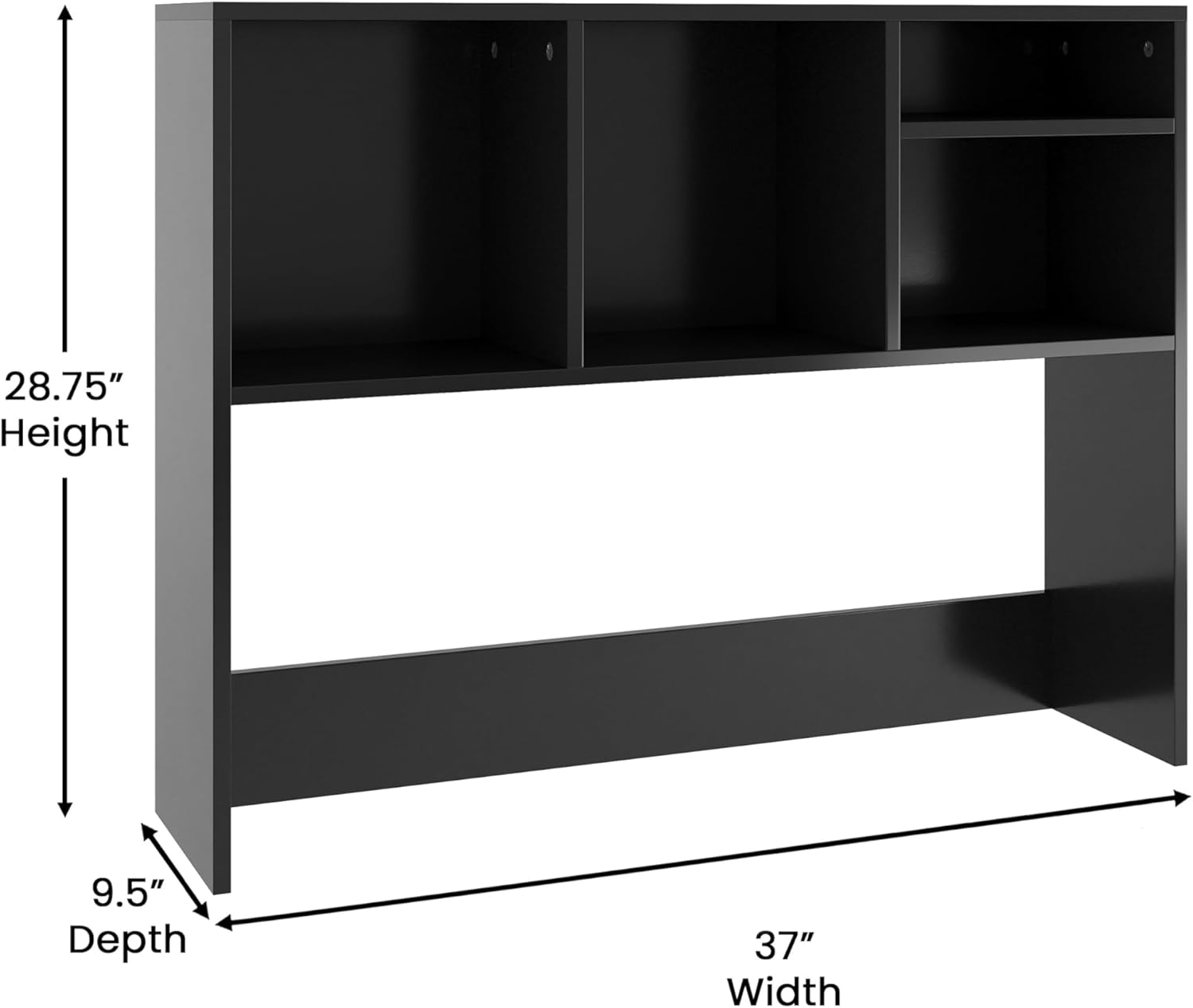 Flash Furniture Lotus Desktop Bookshelf Organizer, Space Saving Bookshelf for Desktop with Multiple Cubby Spaces, Engineered Wood, 37" W, Black