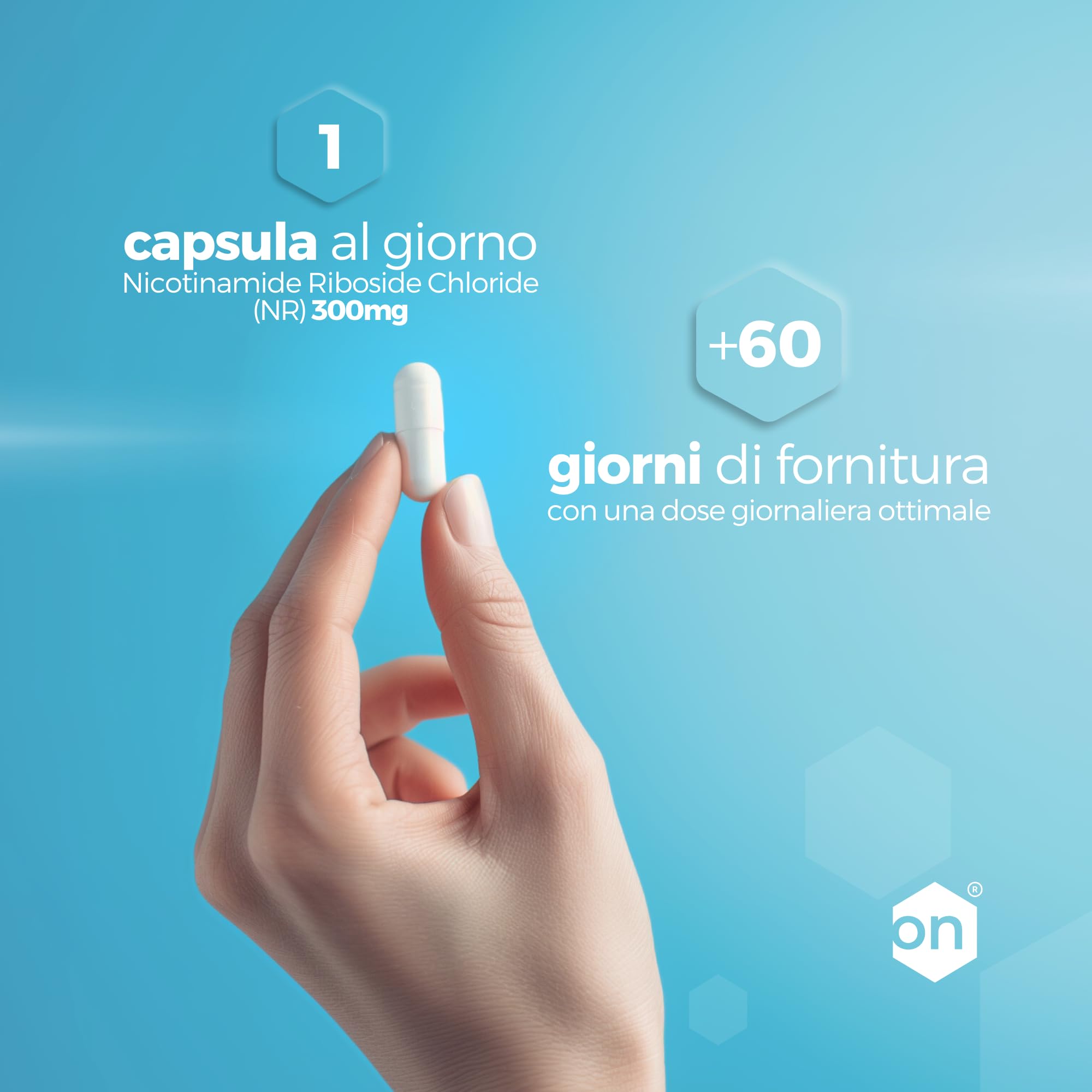 NAD+ Nicotinamide Riboside Cloruro 300mg - +2 Mesi di Cura - Booster NAD - Anti-Età e Anti-Fatica - Made in France - 60 capsule vegetali - Vegan - Hexagon