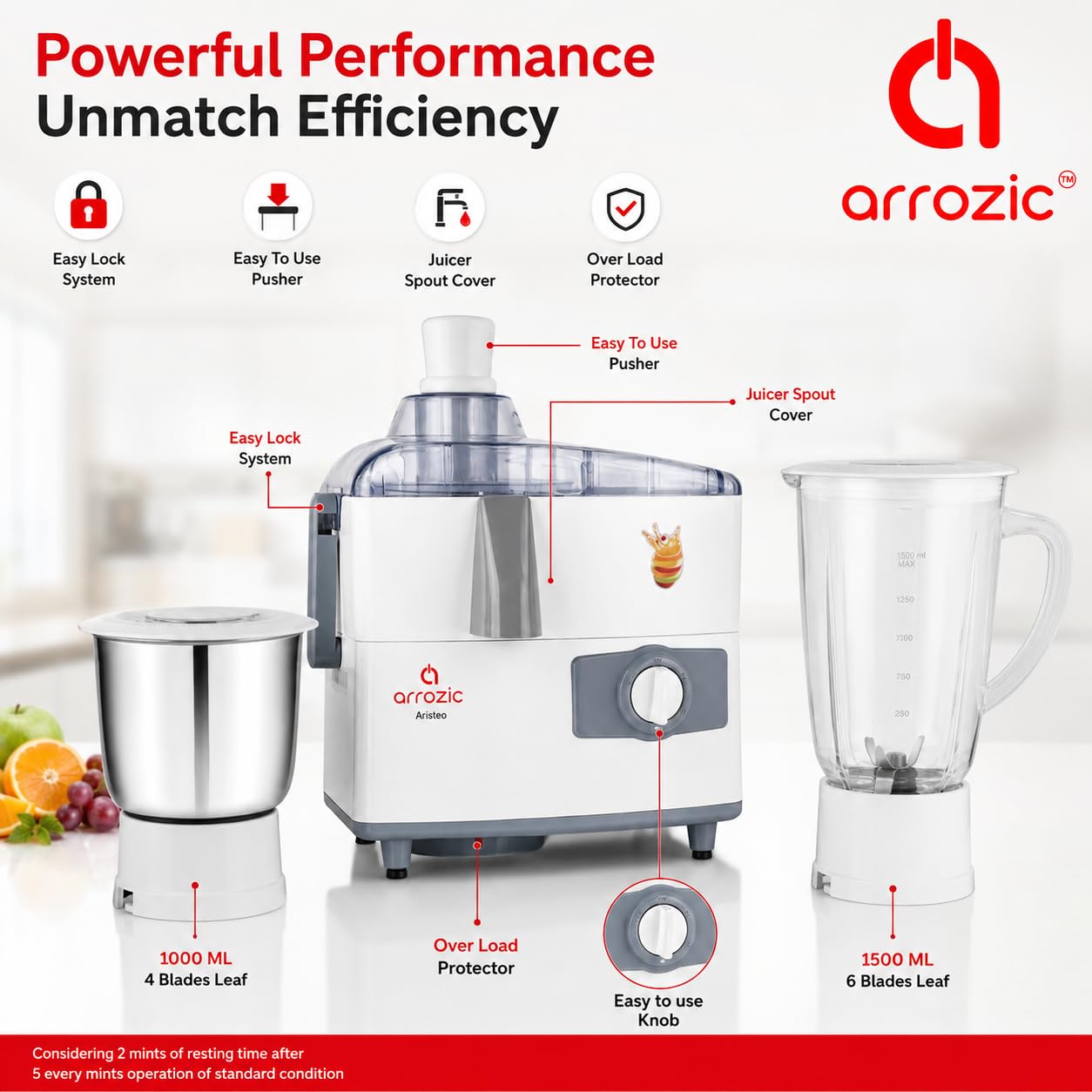 Aristeo 500W Mixer Grinder - Juicer & Blender -2 Aristeo 500W Mixer Grinder - Juicer & Blender -2