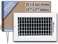 Handua 10x6 Adjustable Steel Air Supply Grille Vent Cover for Sidewall Ceiling - White, Custom Airflow Control