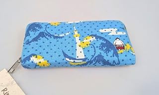 和柄日本の風景柄 力士ワンポイント刺繍 長財布 多機能