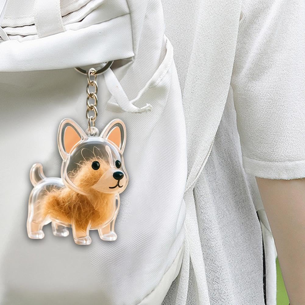 Portachiavi per riporre i peli di cane, ciondolo in plastica trasparente, collezione di ricordi per animali domestici per borse (bulldog francese sdraiato)