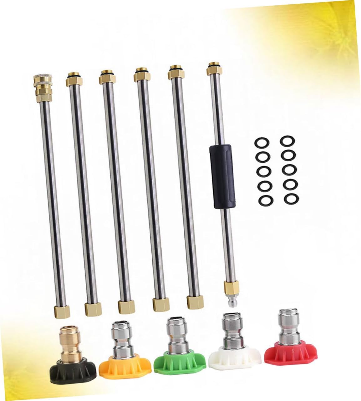 High-pressure Car Washing Machine Extension Rod Kit with Colorful Nozzles Durable Lengthening Pole for Efficient Chassis Cleaning and Reach Areas