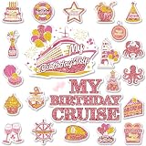Birthday Cruise Door Decorations Magnetic - Cosmisun 22PCS Happy Birthday Cruise Door Magnets Cake Balloon Cruise Ship Door Decorations Magnet Stickers for Women Girls Carnival Stateroom Cabin Decor