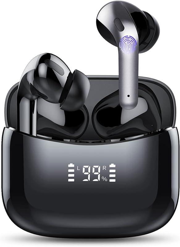 Tiksounds Wireless Earbuds, Bluetooth Headphones with Mic, IPX7 Waterproof Ear Buds, 52H in-Ear Earbuds with LED Power Display, High-Fidelity Stereo Earphones for Sports Work, Light Weight