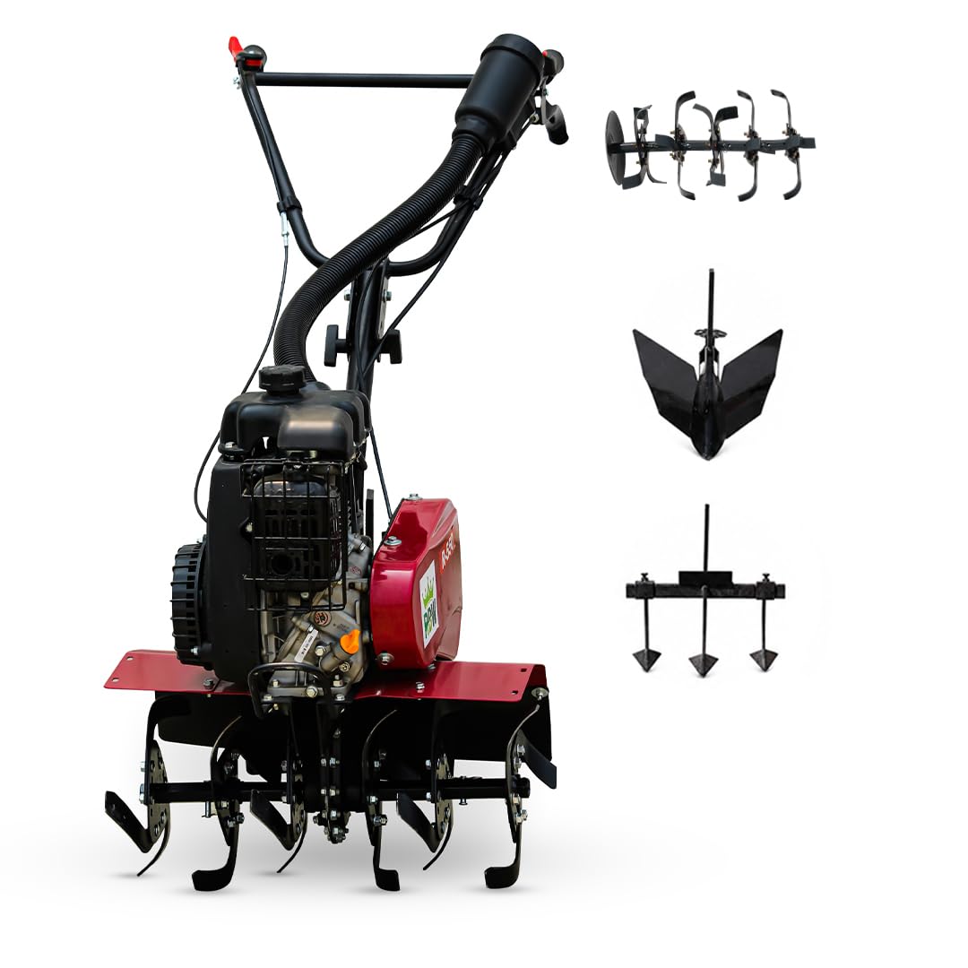 RBW R-550 Mini Power Weeder 4-Stroke Petrol Engine | 18 Blades Heavy Duty Tiller Cultivator Machine with 2.5 Ft Cultivation | Agriculture Farming & Garden Soil Preparation Tool-image-38