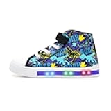 Kids Toddler Sneakers Light Up Flashing Shoes Girls Boys Easy Fasten High Top Walking Canvas Sneaker