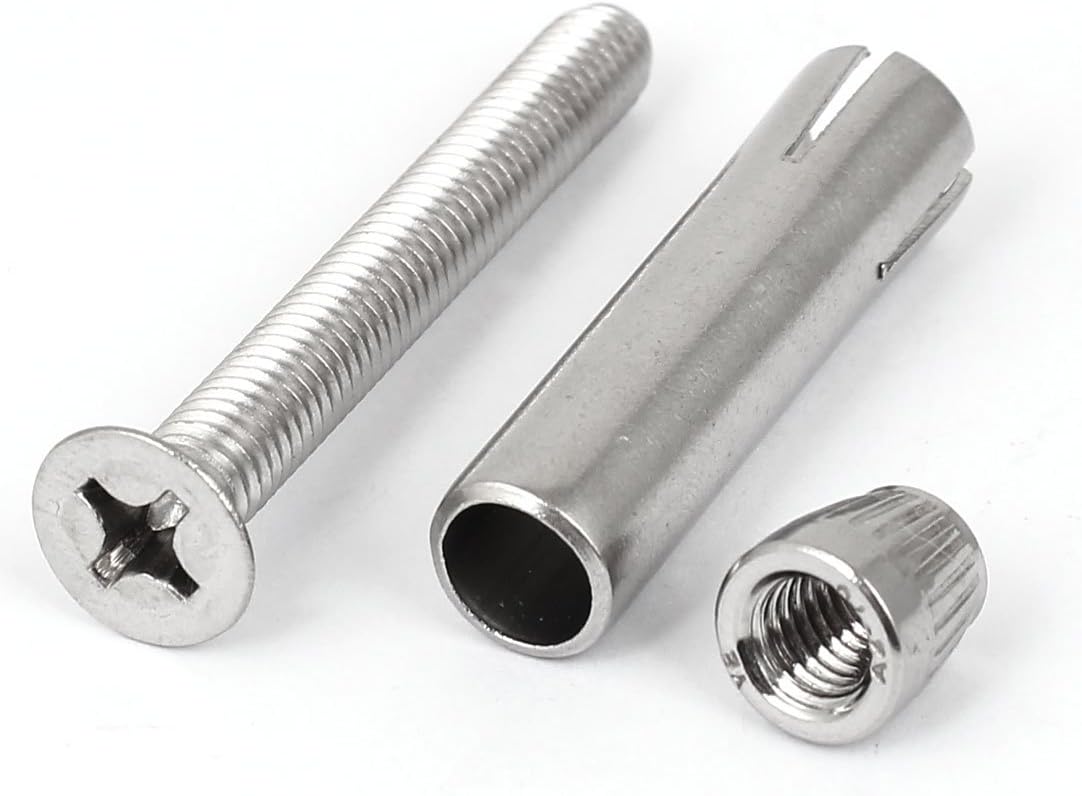 M8x60mm Flat Screws & Bolts Phillips Head Split Sleeve Expansion Anchor Bolts Anchor Bolts Fastener 4pcs