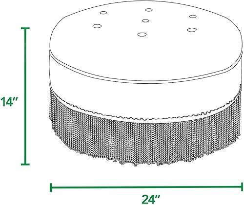 Miniatura 2 de Jennifer Taylor Home Yolanda 24" Round Upholstered Accent Ottoman Verde amarillento claro,Floral beige y tropical con ribete marfil,marrón,Poliéster