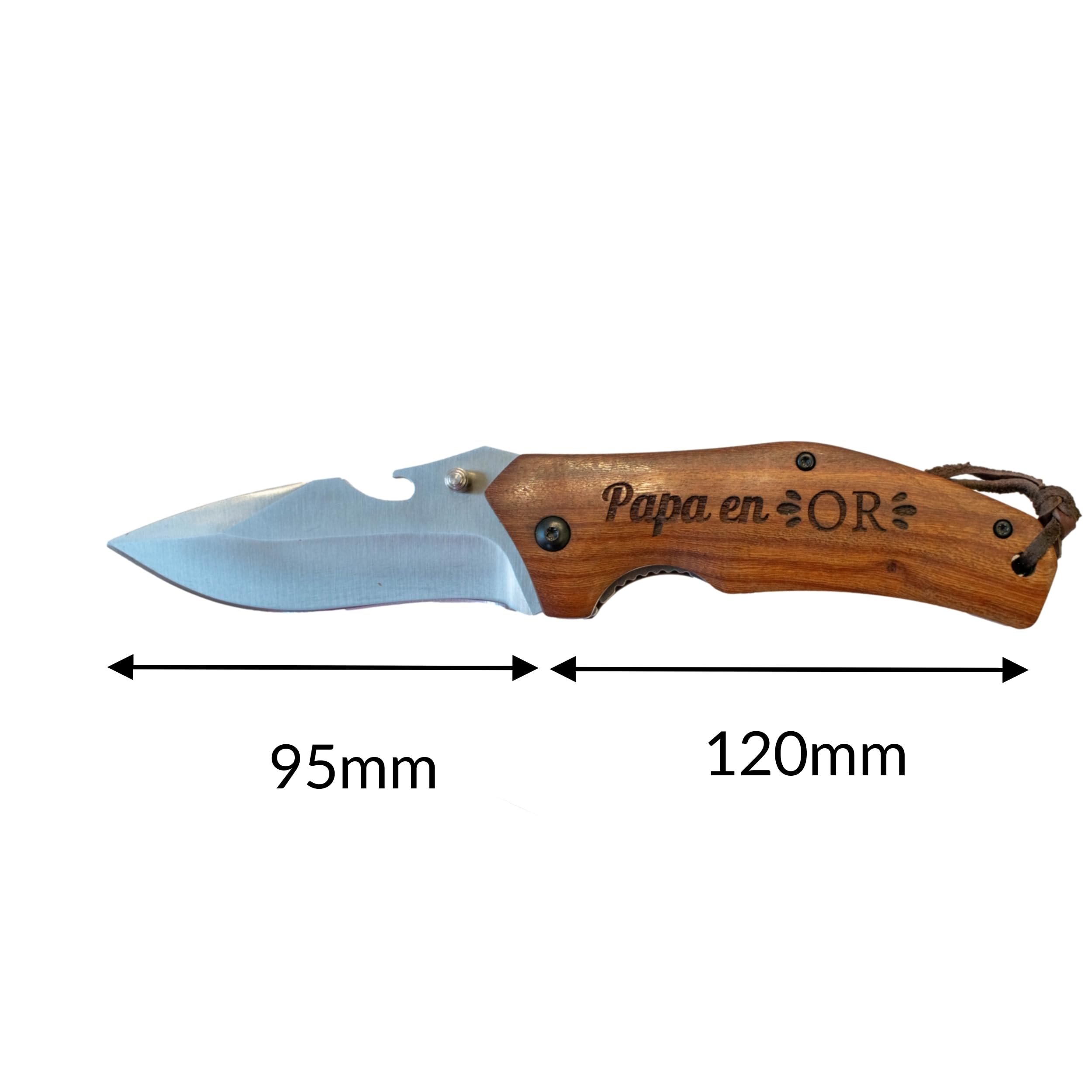 Ernestine - Couteau personnalisé Papa - cadeau papa - idée cadeaux fête des pères - outil nature en bois gravé - papi - couteau loisir pliable - manche gravure laser - acier inoxydable