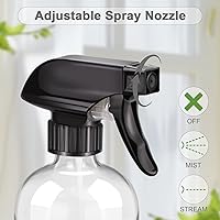 Vista 2 de Paquete de 2 botellas de vidrio con funda de silicona, recipientes vacíos recargables de 16 onzas con boquillas de pulverización ajustables