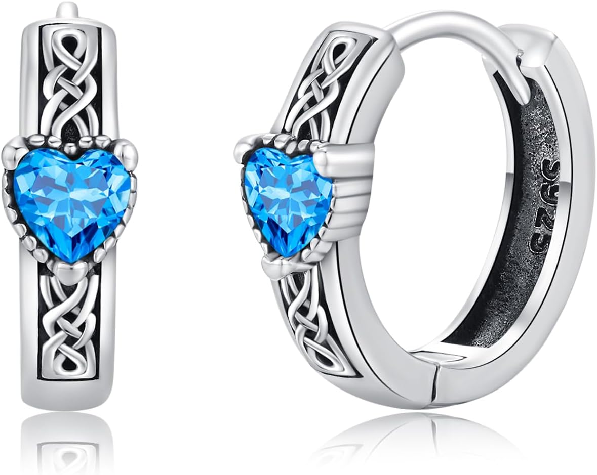Celtic Earrings S925 Sterling Silver Hoop Huggie Zircon Celtic Knot Earring Celtic Jewelry Gifts for Men Women Friend
