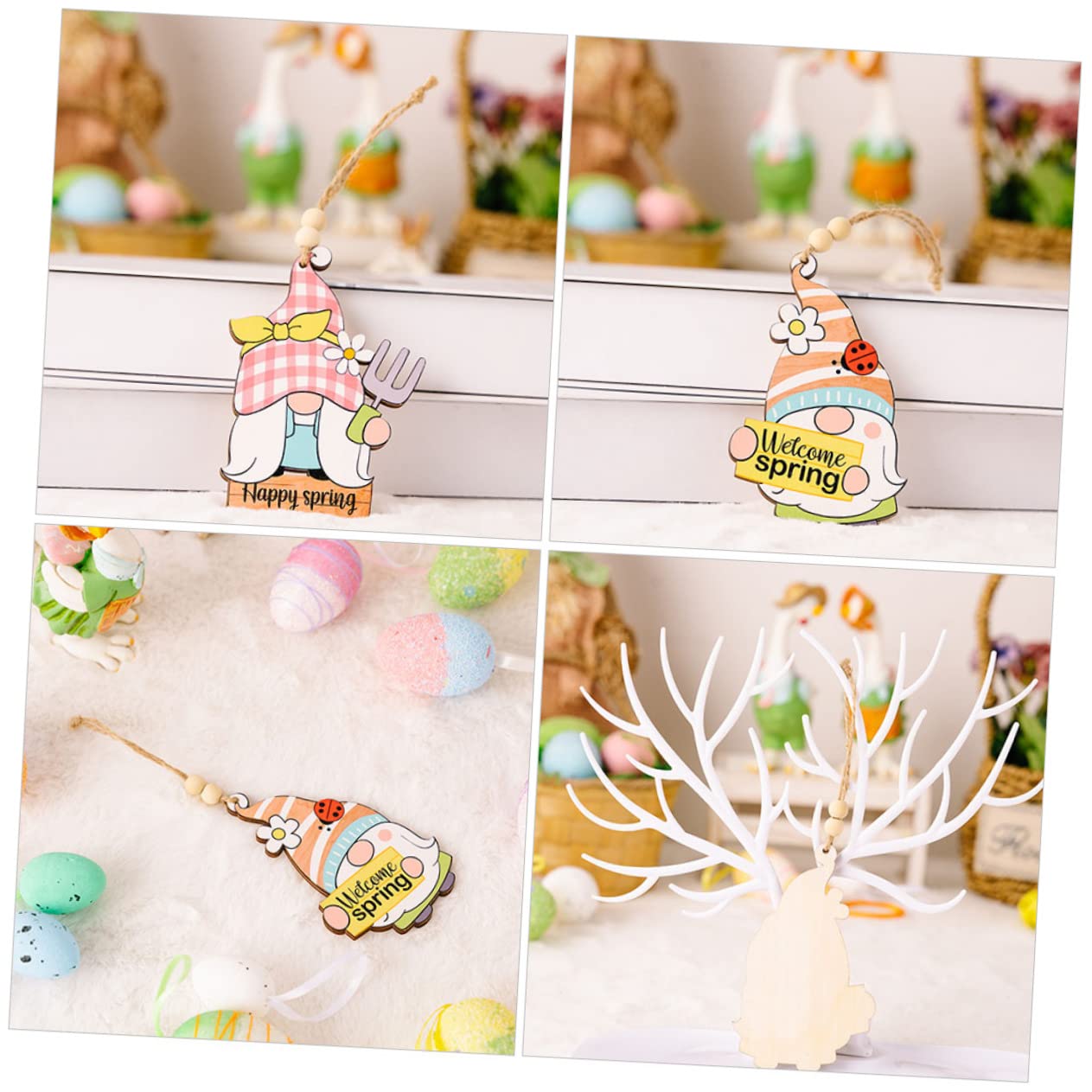 Ciieeo 4 Sätze Gesichtsloser Puppenanhänger Ostern Anhänger Geschenkidee Ostern Willkommensschild Für Die Haustür Osterbaum Osterszene Holzdekoration Holzschild-Ornament 5 Stück * 4