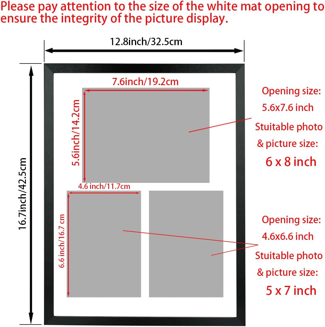 LTYHHK 5x7 Collage Frame for 3 Openings Fit Picture Two 5x7 and One 6x8 Photos with Mat or 12x16 Inch without Mat ，Collage Photo Frame Black Wall Multi-Photo Set Family 5x7 Photo Frame Collages for