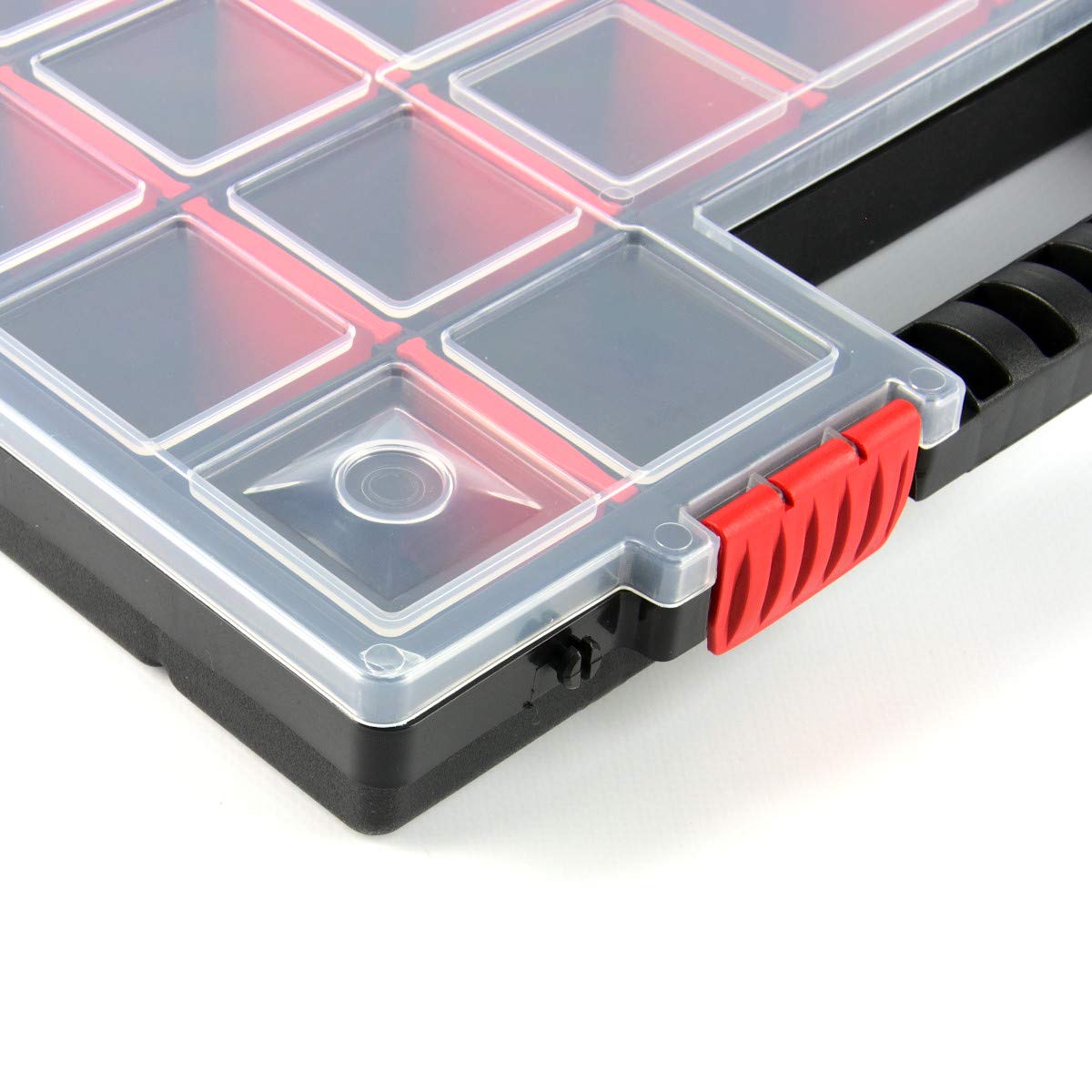NORS16 - Set di 10 scatole per attrezzi con impugnatura ergonomica, scomparti regolabili, in plastica, 39,9 x 30,3 x 5 cm
