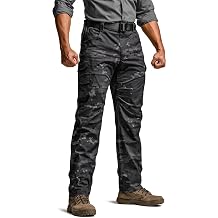 CQR Mens Utility Flex Cargo Pants, Classic-Fit Casual Stretch Work Pants, Water Resistant Lightweight Tactical Hiking Pants