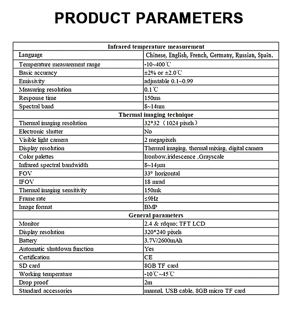 NOYAFA Industrial Thermal Imaging Device 1024 Pixels Resolution GB Memory Card Thermal Imaging，Infrared Thermometer with 2.4 TFT LCD Display : Industrial & Scientific
