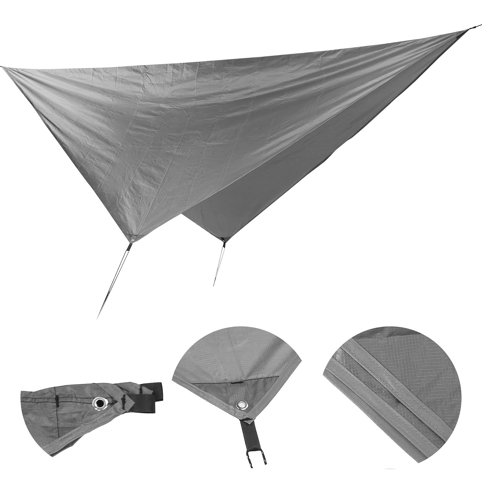 360 x 290 cm Copertura da Campeggio Impermeabile Multifunzione Rombo Baldacchino Spiaggia Ombra Tessuto Grigio)