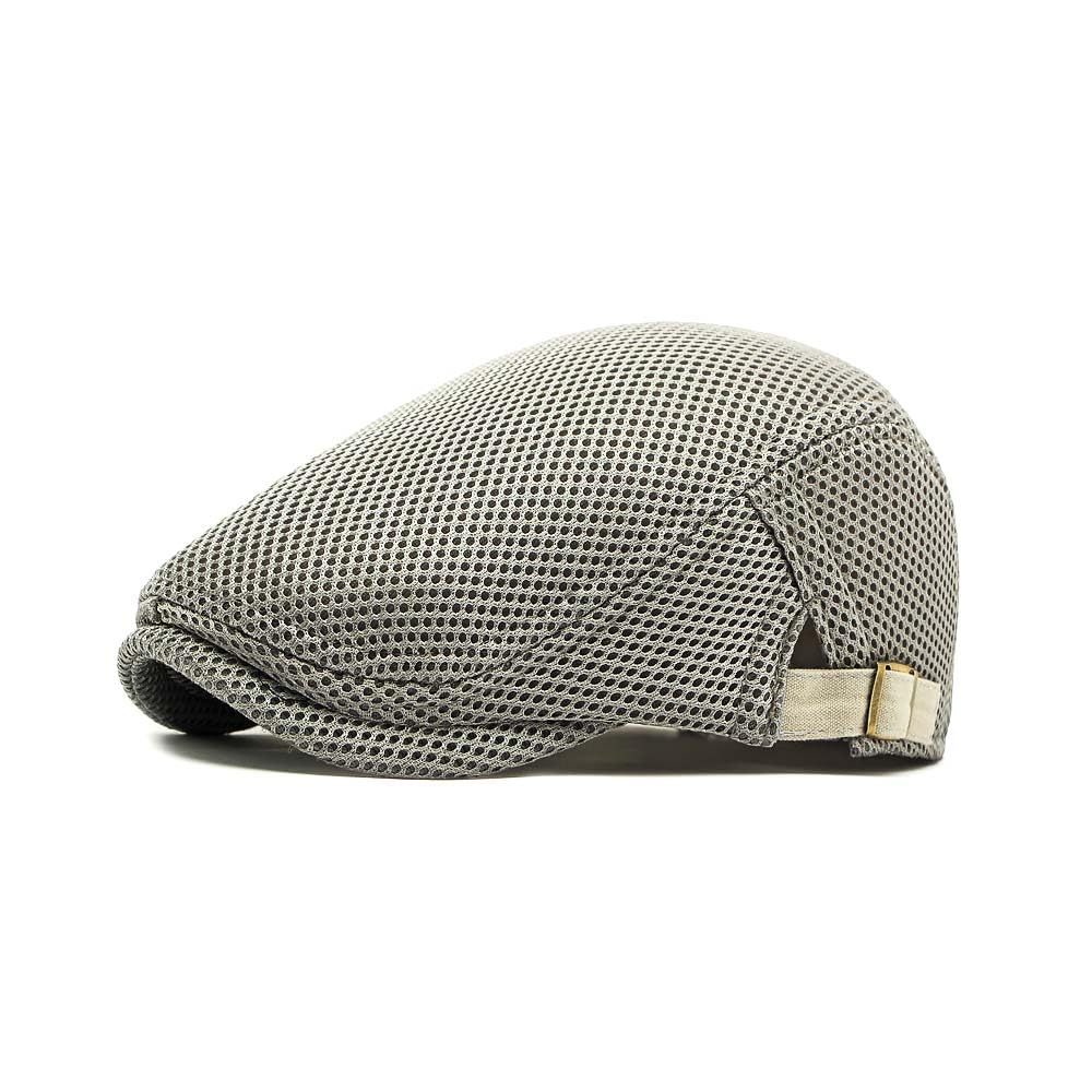 Breathable Flat Cap with Adjustable Strap for Men Women, Breathable Summer Light Newsboy Cap for Driving Walking