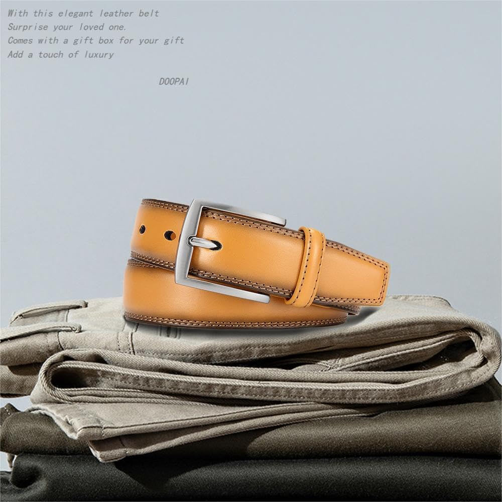 DOOPAI Mens Dress Belt - Genuine Leather Dress Belts For Men,Casual Suit Jeans Belt-Single Prong Buckle black belt - Image 2