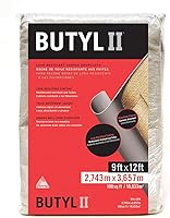 Trimaco Butyl II 9x12 ft Poly-Backed Canvas Drop Cloth - Leak-Proof, Absorbent, No-Track Painter's Essential