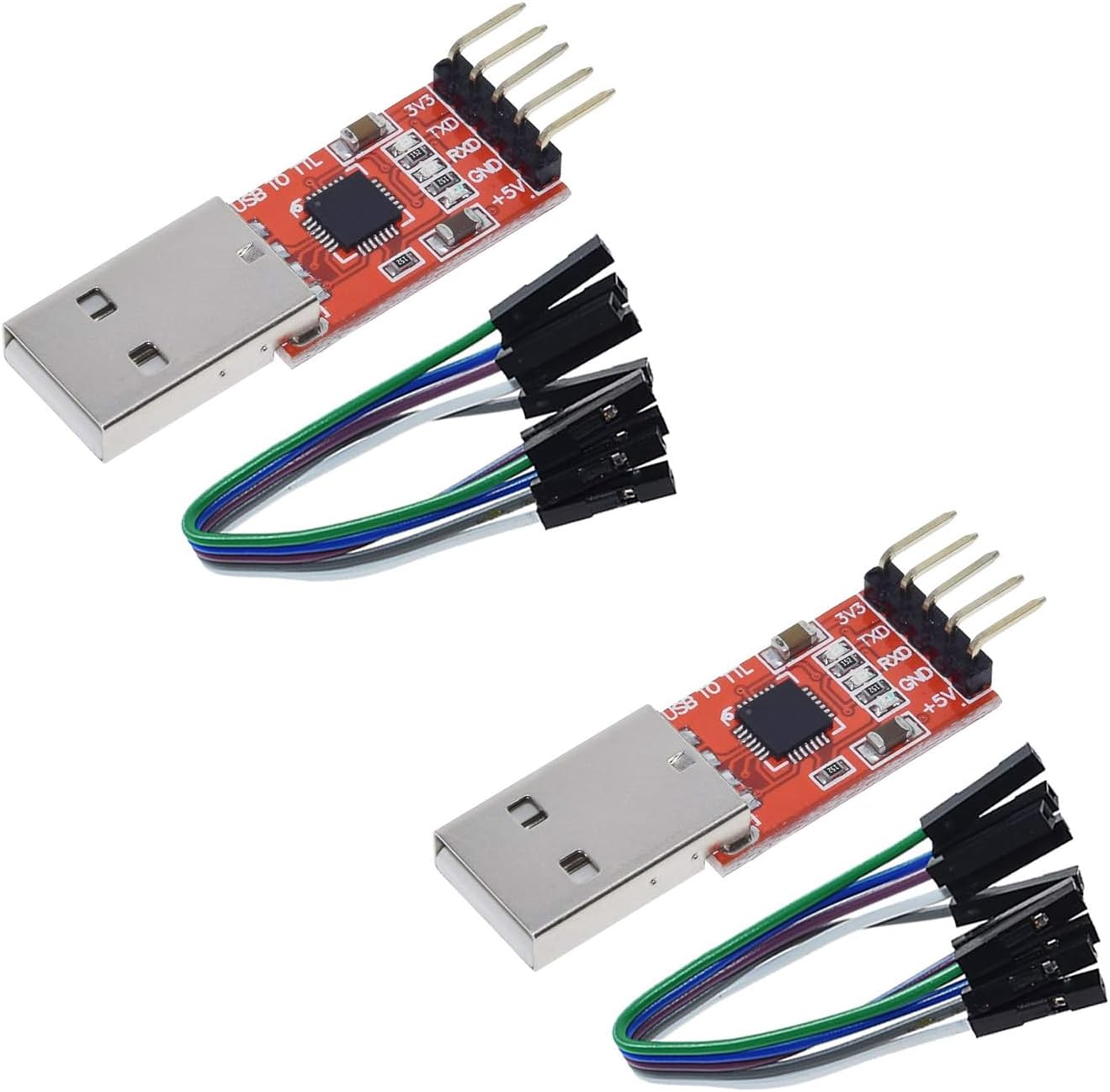 USB-zu-TTL-Adaptermodul 2102 – 5-Pin, 3,3V/5V, Mit Jumper-Drähten, Für UART STC