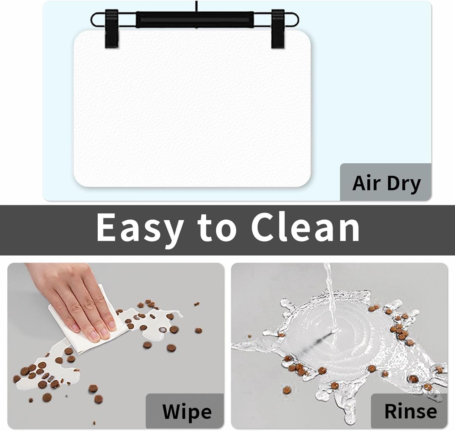 30x45cm Solid Color White Print Pet Absorbent Feeding Mat - Quick Dry Food Pad/Leather Placemat, for Dog Cat Food Bowl Water