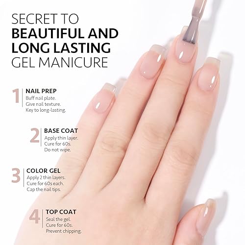 Miniatura 5 de GAOY Jelly Nude - Esmalte de uñas en gel, 0.63 onzas líquidas, esmalte de gel translúcido con té con leche, curado con luz UV para arte de uñas,