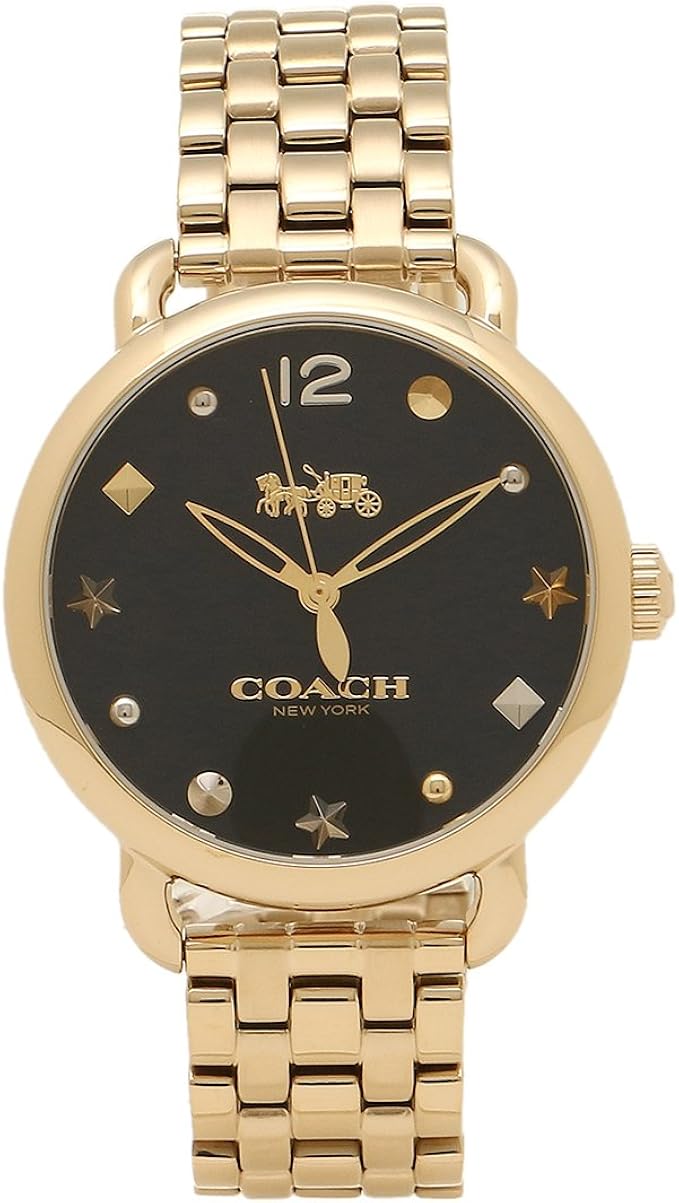 Amazon コーチ 時計 レディース デランシー ウィズ チャーム 35mm クォーツ ブラック ゴールド Coach 並行輸入品 腕時計 ファッション 通販