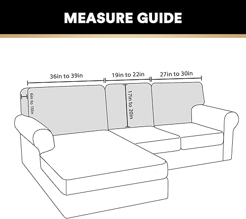 Vista 97 de PrinceDeco Fundas para sofá modular, 4 piezas, fundas de sofá para sofá seccional, fundas de terciopelo separadas para sofá seccional, en forma de L