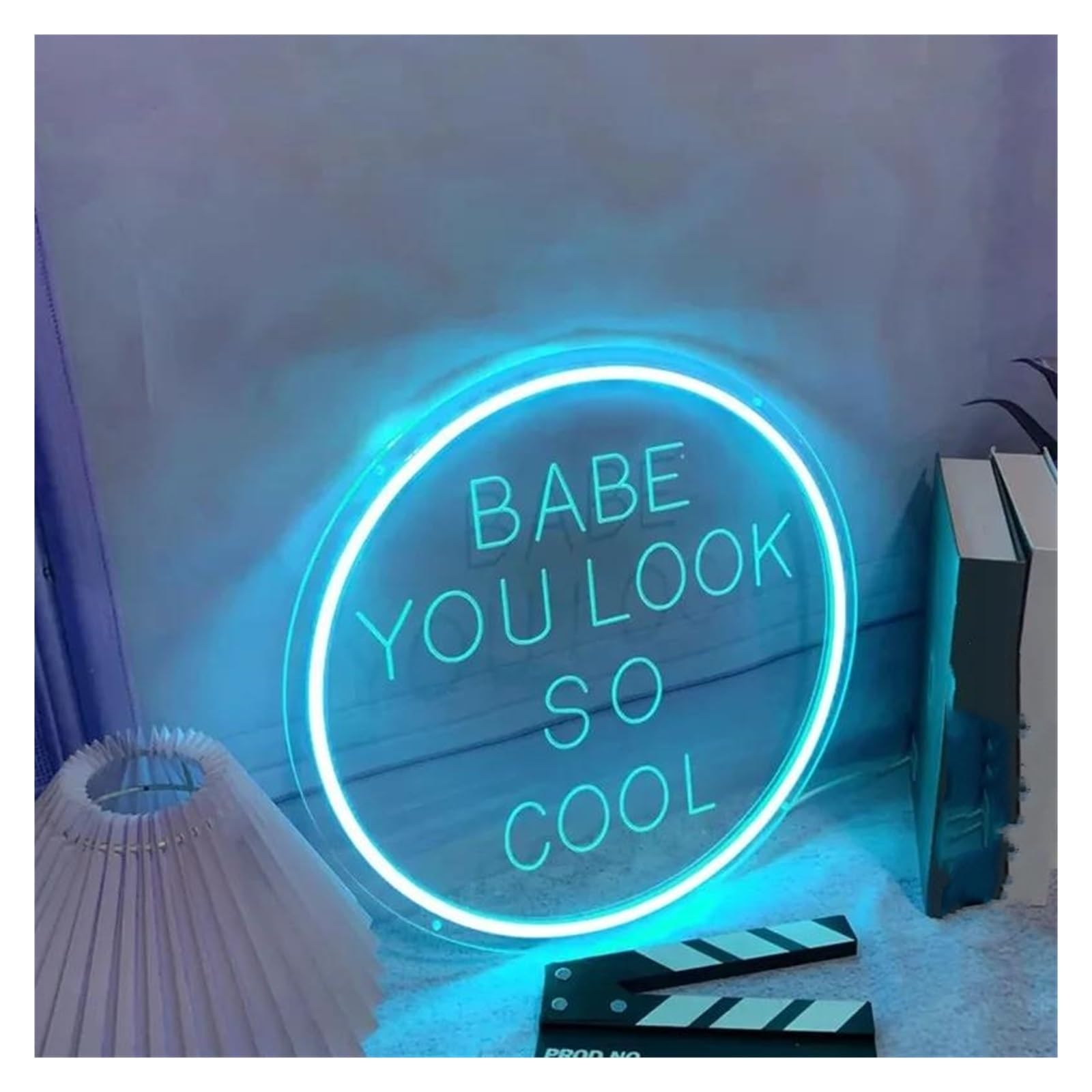 SHOUXI Sign Lamp Babe You Look So Cool Neon Sign, Bedroom Home Wall Decor 35x35cm(Blue)