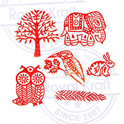 Image of Attractive Motif Animal and Tree Wood Stamps for Printing (Set of 6)
