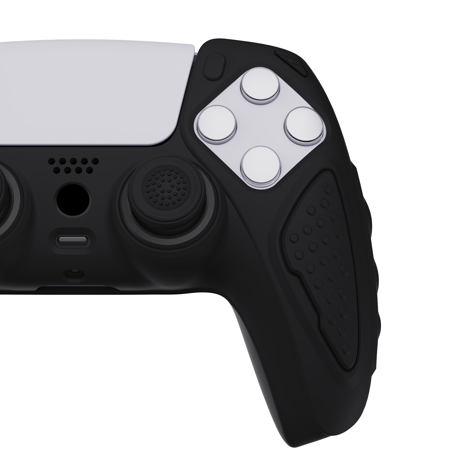 playvital Black Knight Edition Anti-Slip Silicone Cover Skin for ps5 Controller, Soft Rubber Case for ps5 Wireless Controller with Black Thumb Grip Caps — view 7