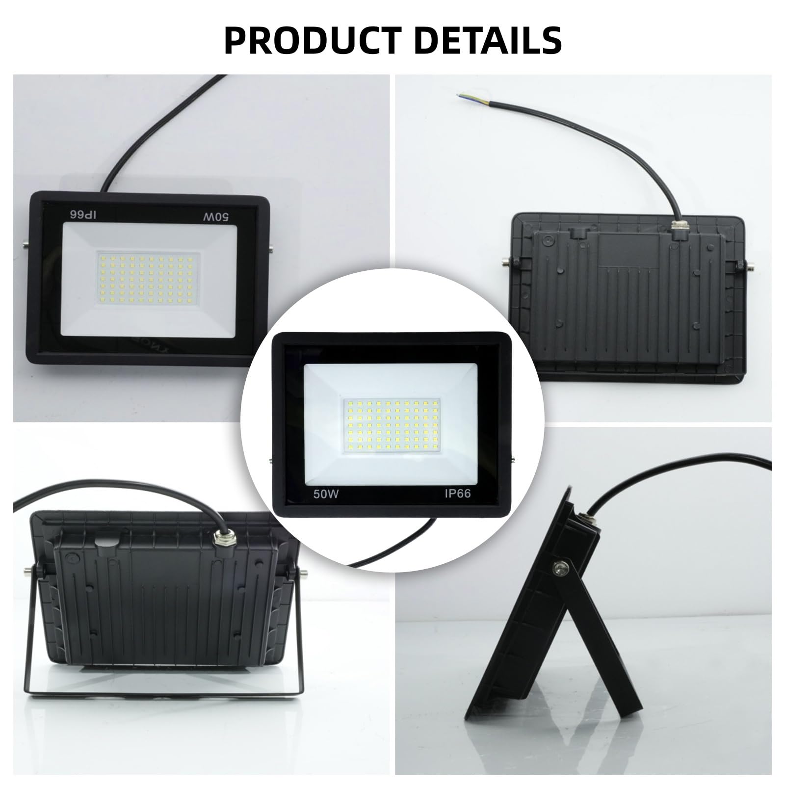 Foco LED de 50 W Exteriores Resistente al Agua IP66 for iluminación Comercial for estadios Patios estacionamientos etc(6pack)