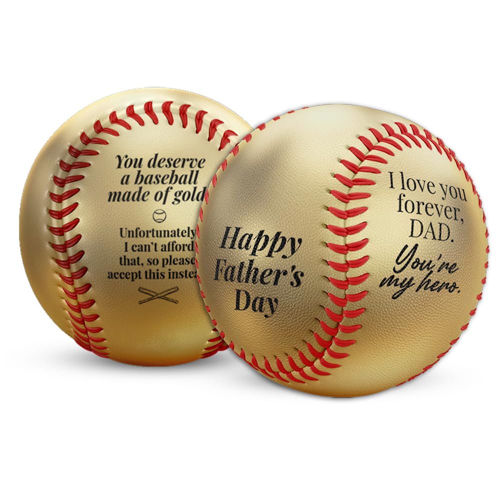 MAKEABALL Father's Day Metallic Gold Baseball with Display Cube