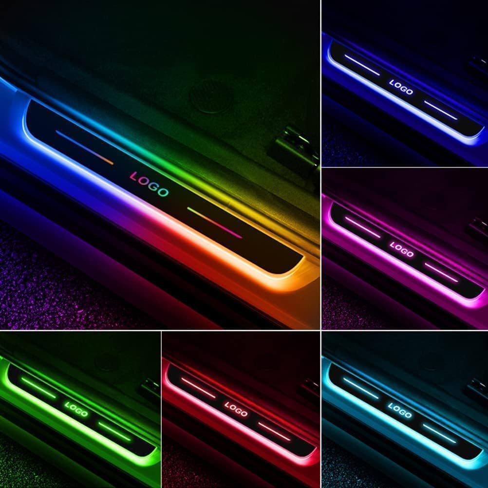 Custom Led Door Sill Lights,Customized Logo or Text, Wireless Car Door Welcome Courtesy Lights,Attached Magnet. (4Pcs)