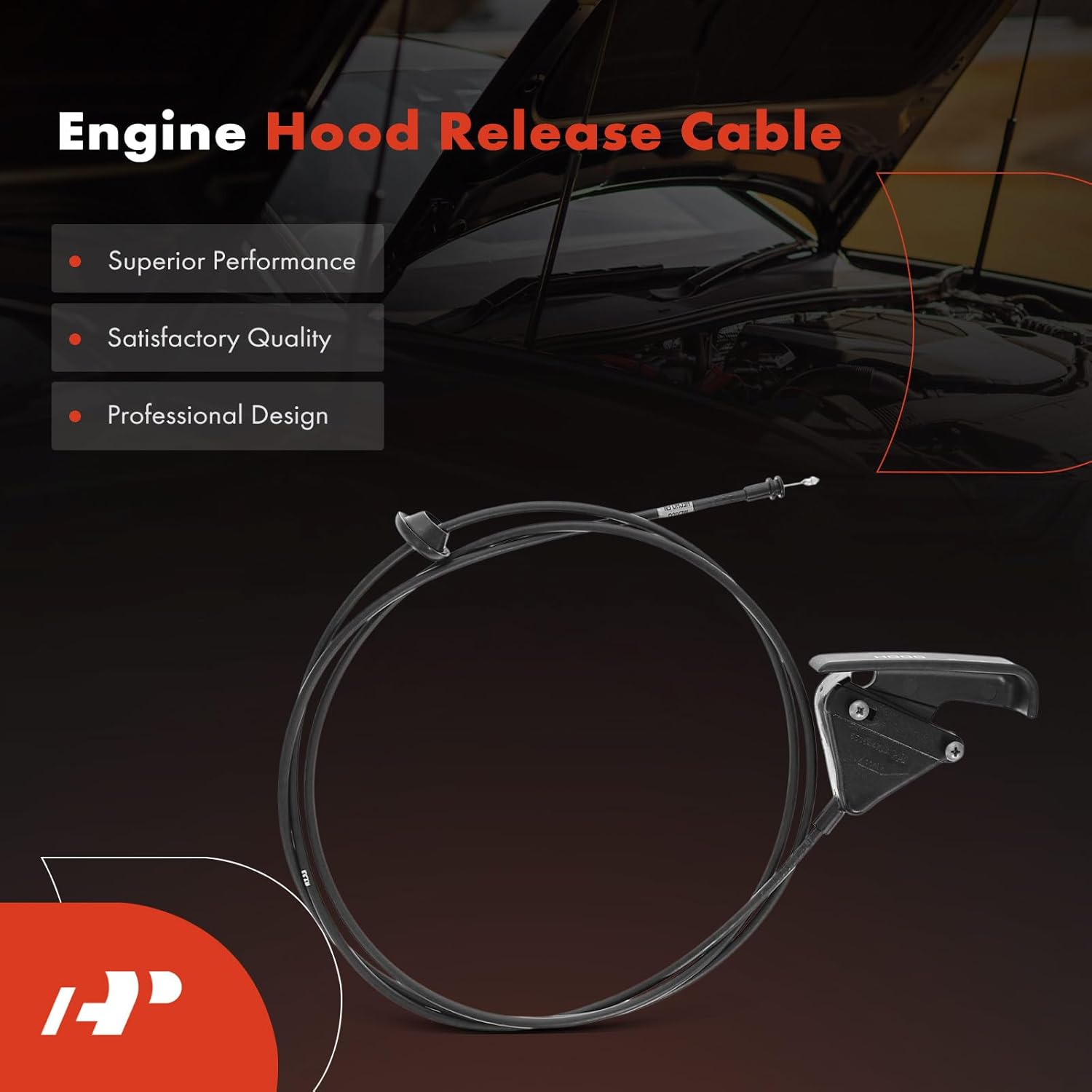 A-Premium Front Hood Latch Release Cable with Handle Compatible with Dodge Ram 1500 2006-2008, Ram 2500 2006-2009, Ram 3500 2006-2010, 87.1 inch, Replace# 55364471AA