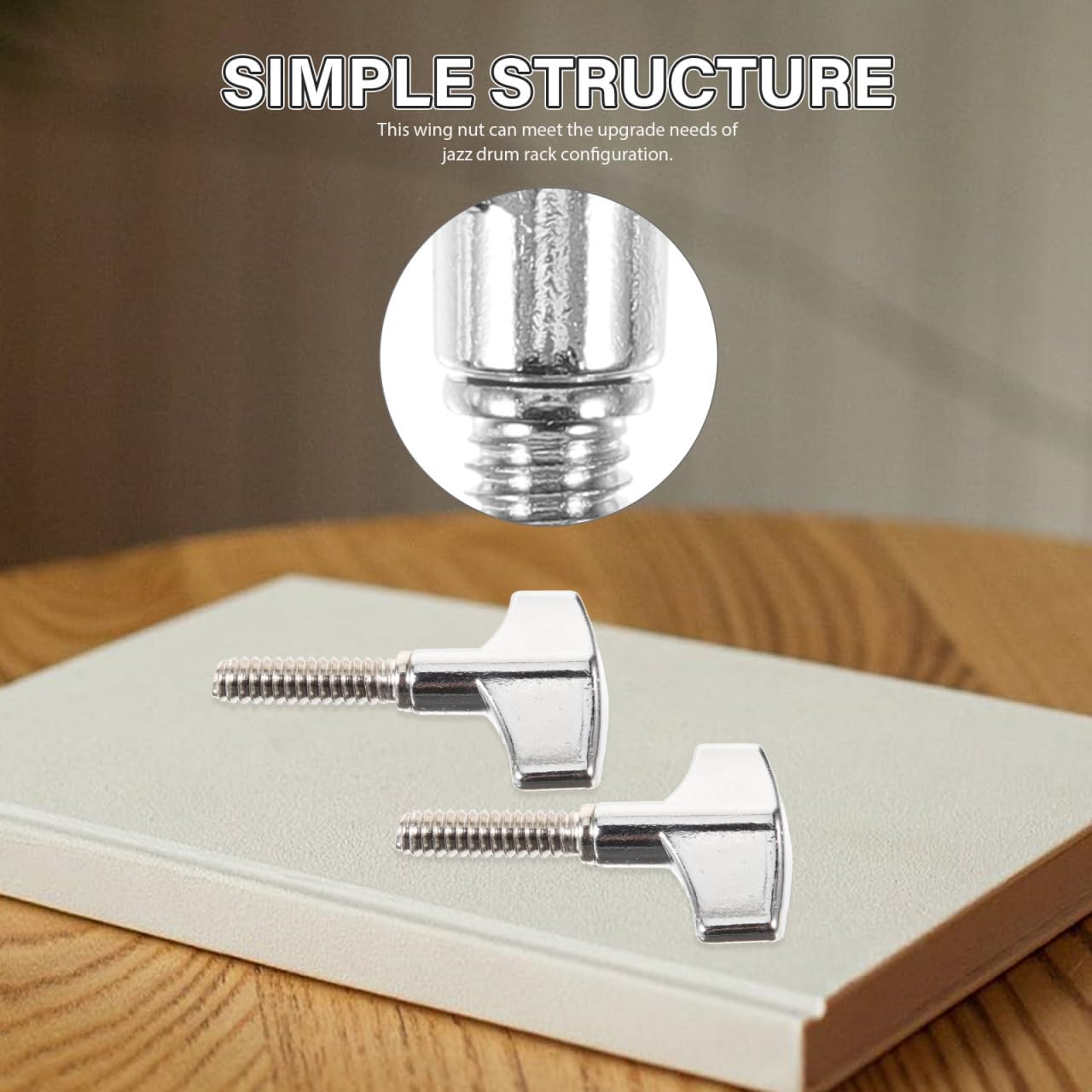 4Pcs Wing Screw for Drum Kit Accessories Durable Percussion Instrument Parts Easy to Install Wing Nut for Jazz Drum Rack Upgrade Compatible with Various Types
