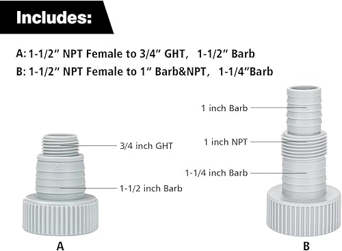Miniatura 2 de Green Expert Kit de Adaptador de Plástico Multiusos para Manguera de Agua y Bomba de Sumidero Conexión Fácil, Contiene NPT Hembra de 1-12" a GHT de