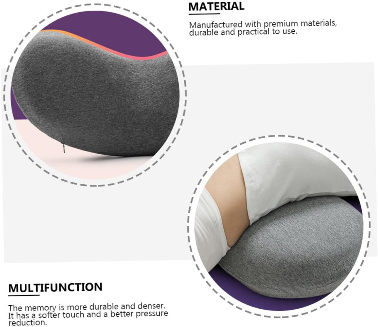 1pc Memory Lumbar Cushion for Comfortable Support Dark Grey Waist Pillow for Car Travel Office Home Use Back Support for Sleeping Relaxation